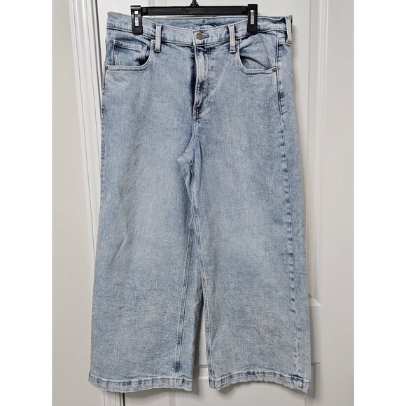 Gap Hi-Rise Stride Ankle Jeans Women's 16 (35x26) Blue Wide Leg Light Wash VGUC - Picture 1 of 7